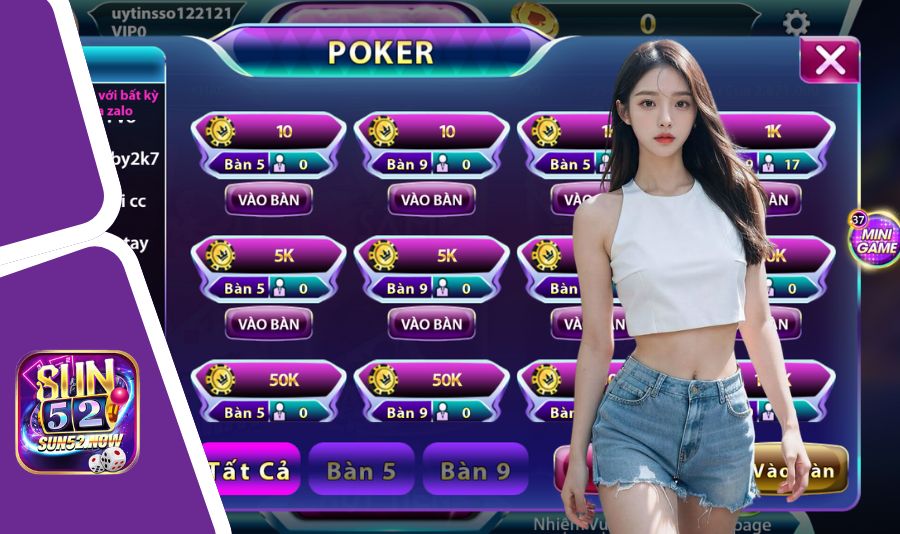 Poker Sun52 đáp án cho những người thích thưởng khủng