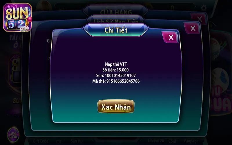 Nạp tiền ví chơi Sun52 với nhiều hình thức